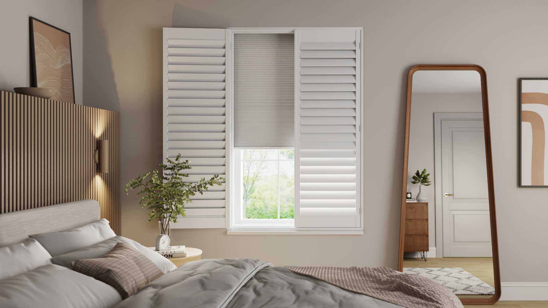 Shutters with integrated blackout blinds