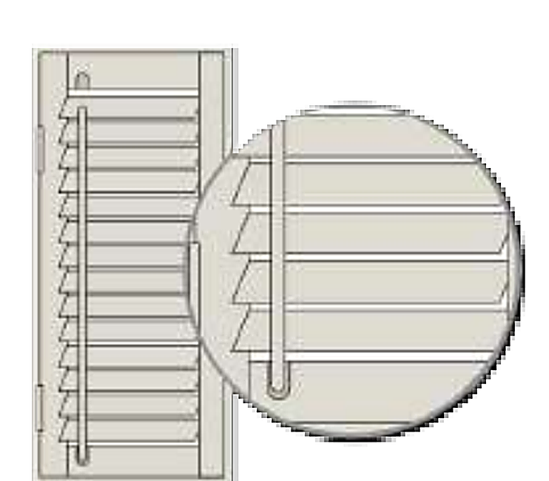 Offset tilt rod shown on a shutter panel